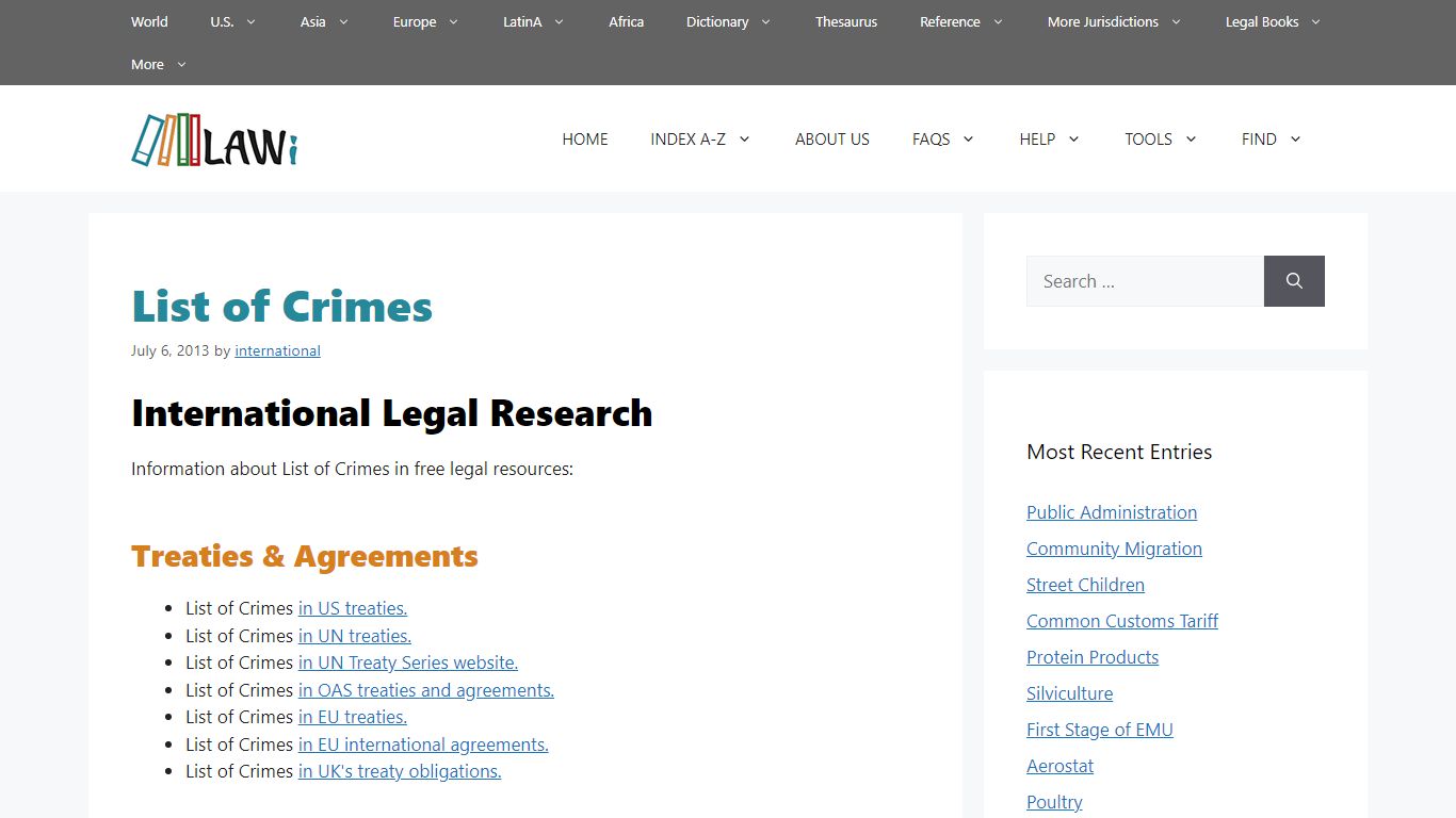 List of Crimes – World Encyclopedia of Law