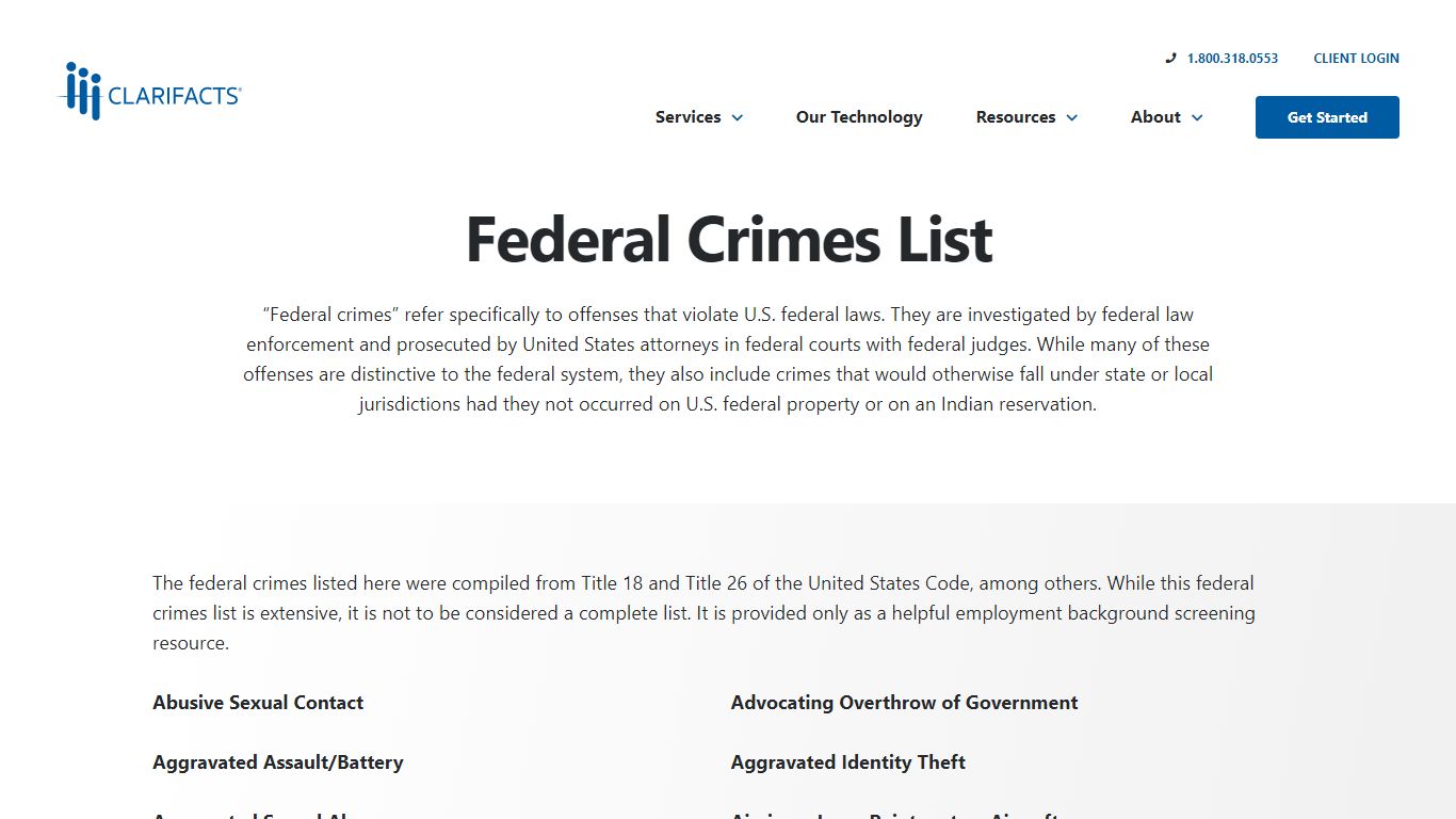 Federal Crimes List - Clarifacts