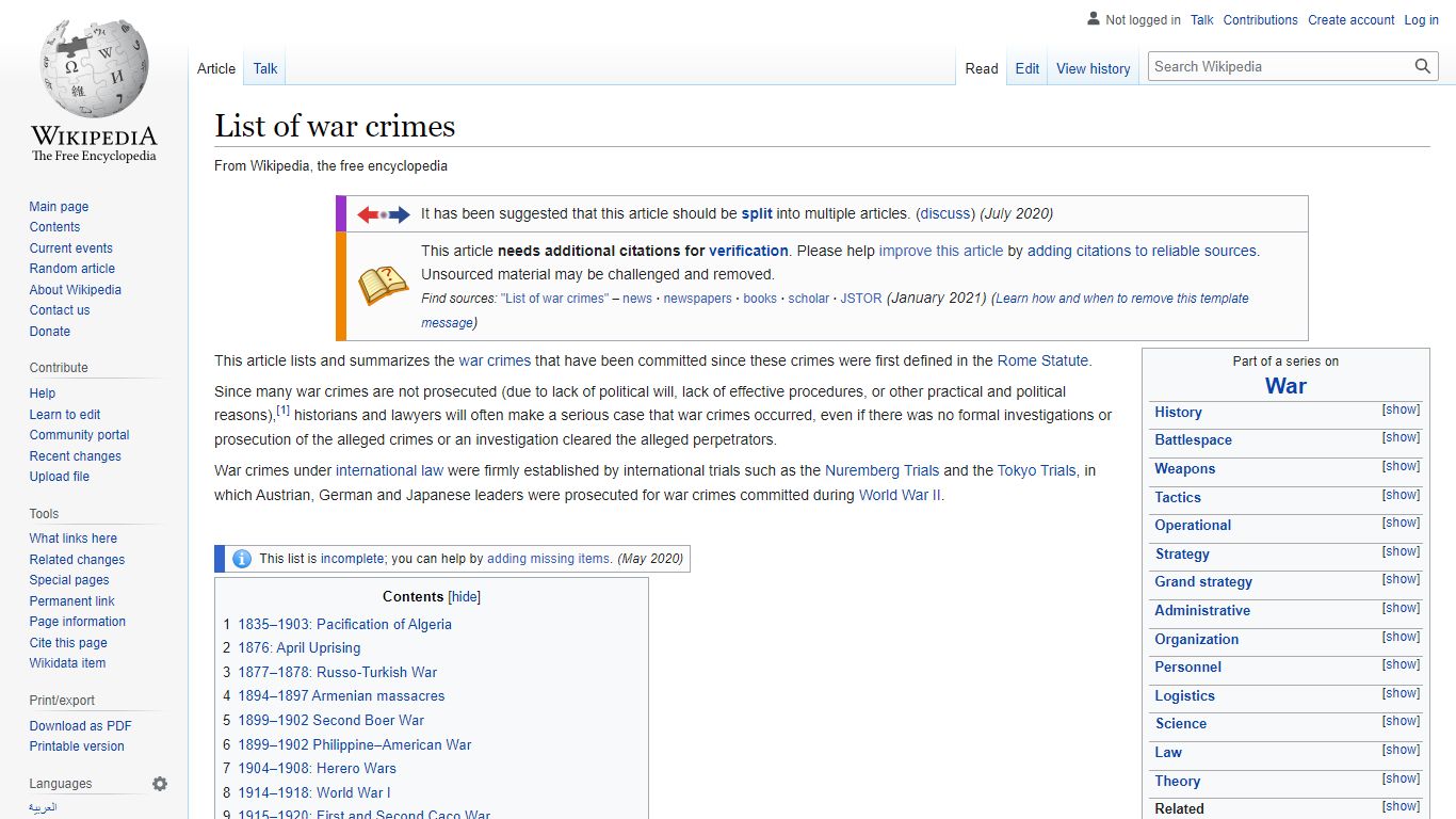 List of war crimes - Wikipedia